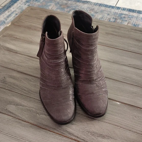 Paul Green Taupe Metalic Suede Ankle Booties Size Women's US 8.5